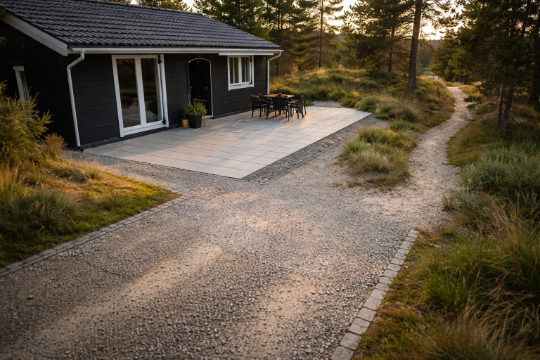 Belægning ved sommerhus: Vælg de rigtige materialer, undgå frostskader og få styr på dræn