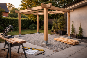 Byg en pergola selv: fundering, dimensioner, materialer og fastgørelse