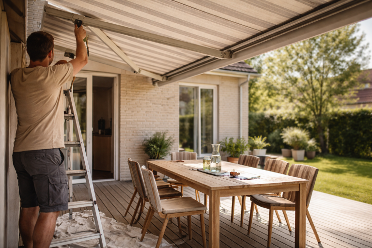 Markise til terrasse: sådan vælger, måler og monterer du den rigtigt